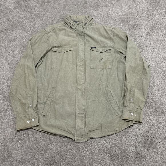 LRG Lifted Research Group Woven Jacket Mens 2XL Hooded Zip Up Snap Green - Picture 1 of 7